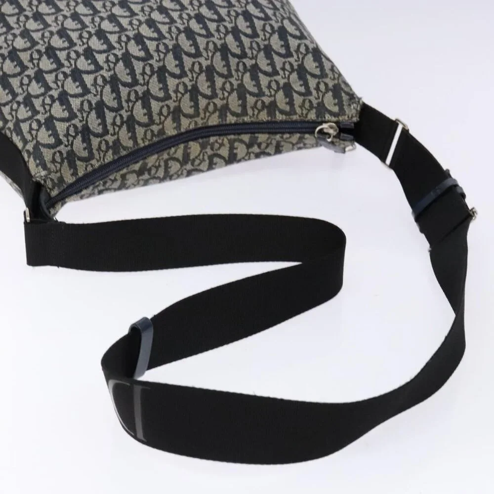 Authentic Christian Dior Trotter Canvas Shoulder Bag Navy Silver - Picture 14 of 16